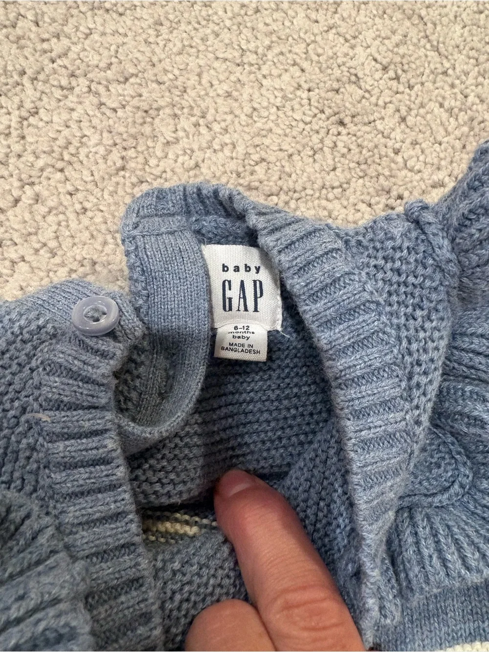 GAP Blue & Cream Striped Ruffle Sweater Dress 6-12 mo